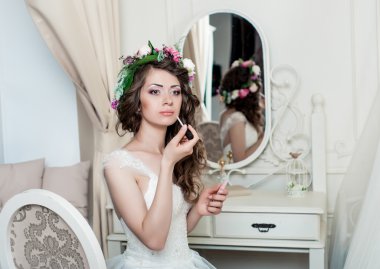 Güzel esmer gelin portre düğün tarzı