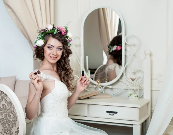 Красивая брюнетка свадебный портрет невесты — стоковое фото