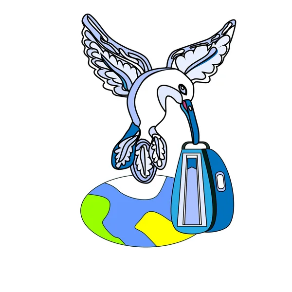 Подорожі світовим логотипом з птахом — стоковий вектор