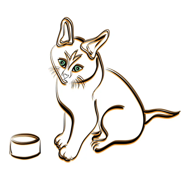 Silueta delineada gato — Vector de stock