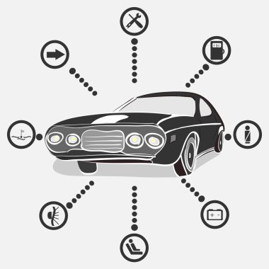 tek renkli araba ile kutsal kişilerin resmi