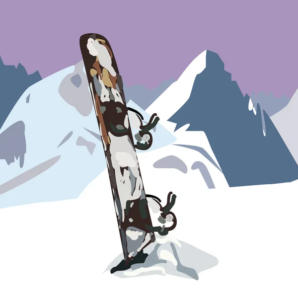 Сноуборд в снегу — стоковый вектор