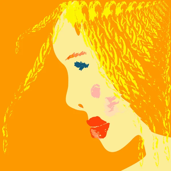 Chica rubia soleada en una pintura de agua — Vector de stock