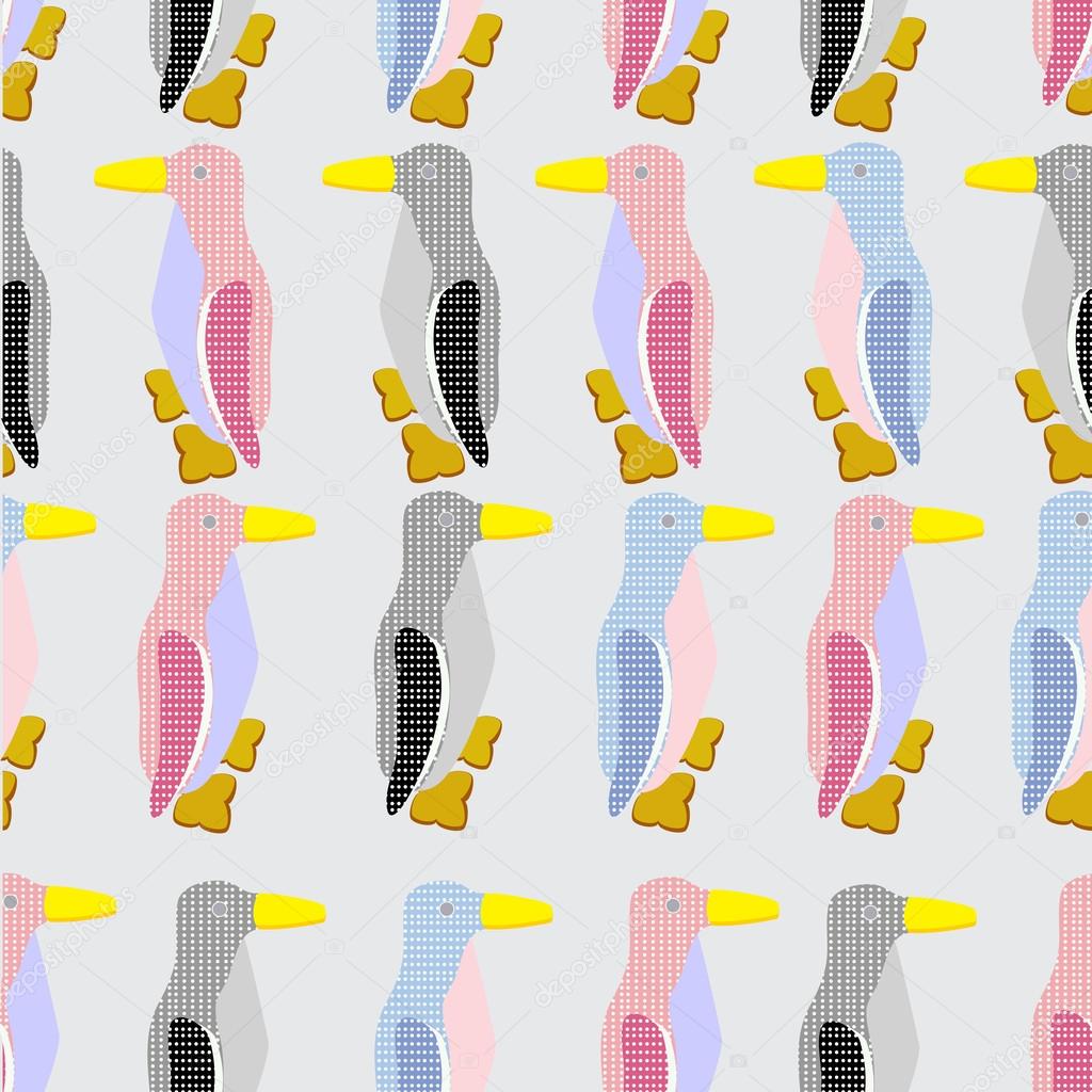 funny penguins seamless pattern