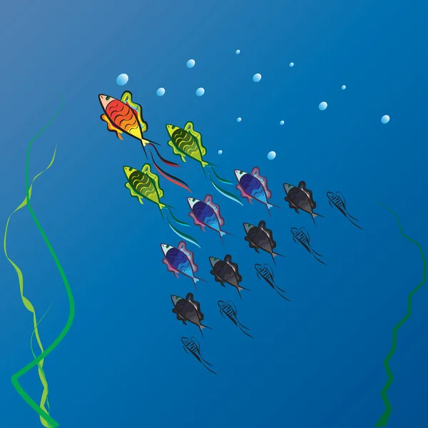 Balık derin suda bir balık Vektör Grafikler