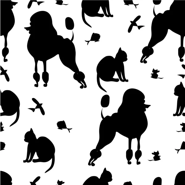 Silueta mascotas patrón sin costura — Vector de stock