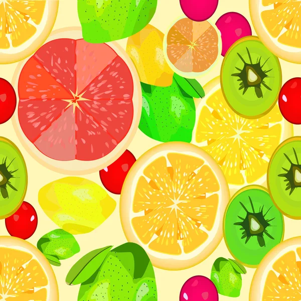 Frutas jugosas fondo sin costuras — Vector de stock