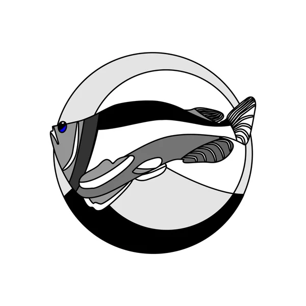 Monochrome salmon fish — Stock Vector