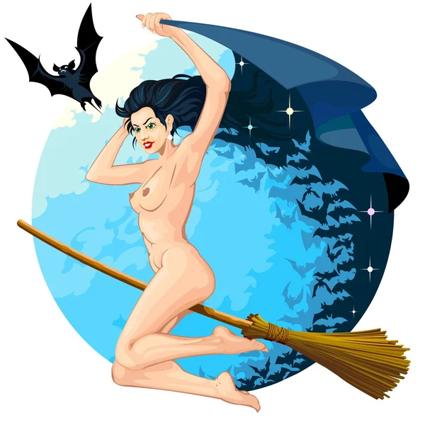 Latający czarownica z bat — Wektor stockowy