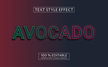 Düzenlenebilir avokado neon metin efekti biçimi çizimleri