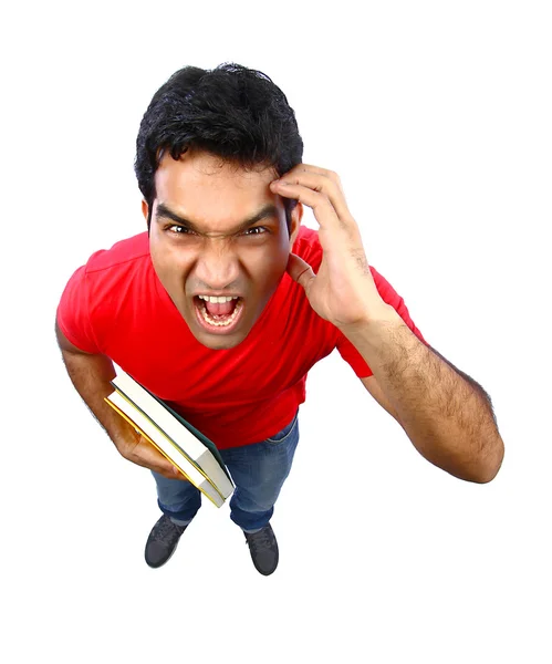 High angle view of  an Indian student going crazy. — Stock Photo, Image