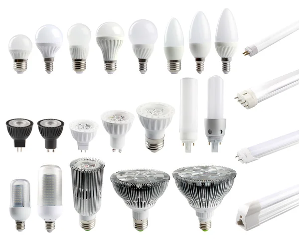 Un grand ensemble d'ampoules LED isolées sur fond blanc Photos De Stock Libres De Droits