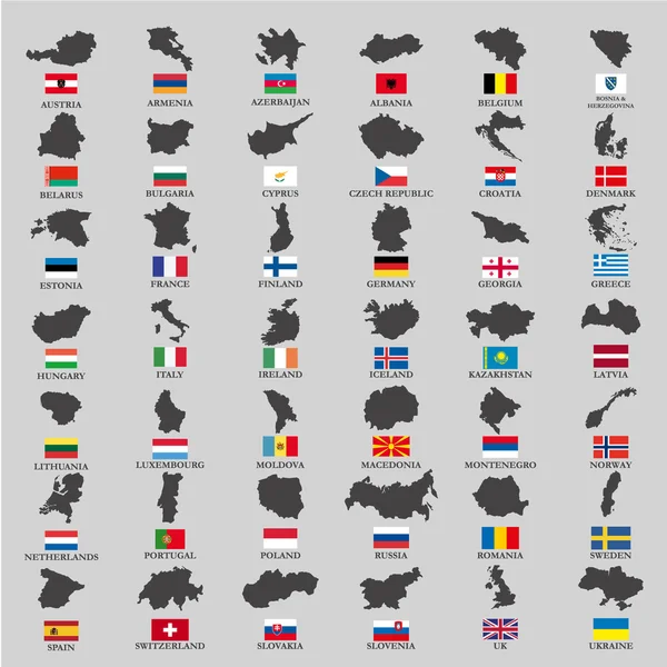 Territorios de países de Europa con bandera — Vector de stock