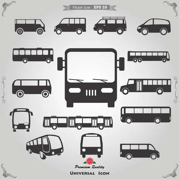 Conjunto vectorial de diferentes símbolos de bus o van — Vector de stock