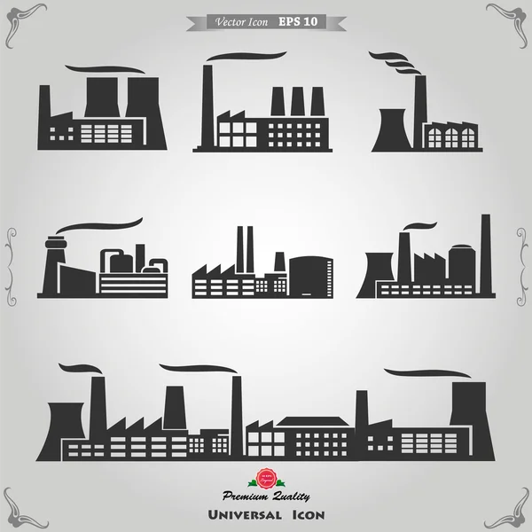 工业建筑、 核工厂和工厂 — 图库矢量图片