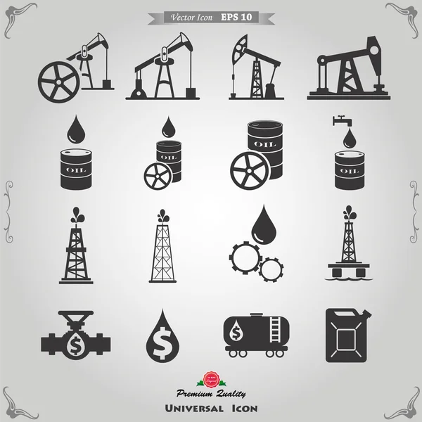 Conjunto de ícones de gás e petróleo — Vetor de Stock