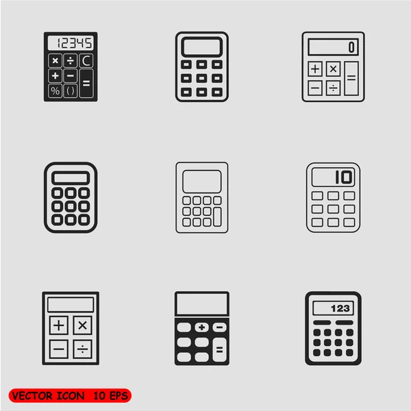 Conjunto de ícones de calculadora preta vetorial —  Vetores de Stock