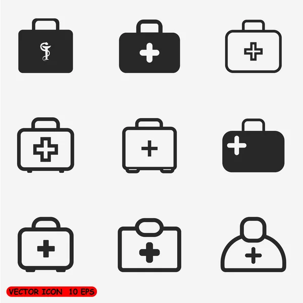 Caso médico iconos signo conjunto — Vector de stock