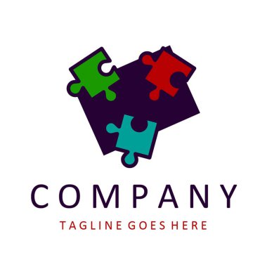 Bulmaca logosu. Soyut Sembol Simgesi. Kolay düzenleme için gruplanmış EPS 10 vektörü.