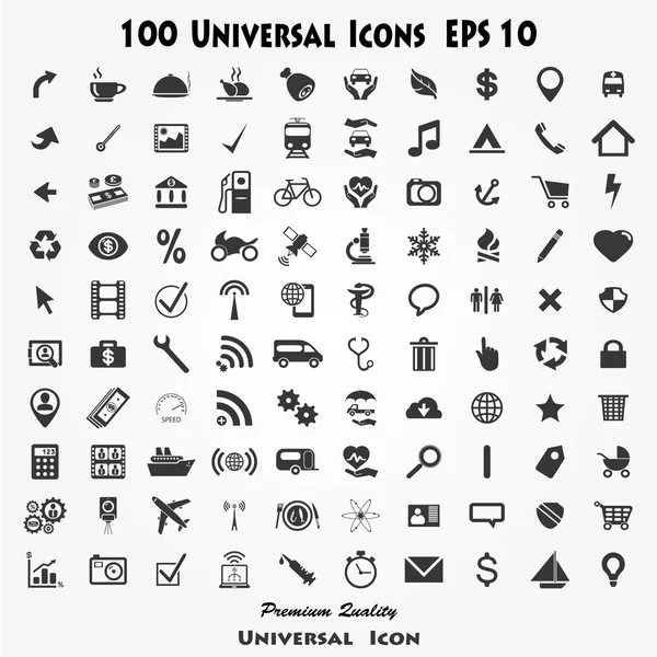 Ensemble de 100 icônes Qualité — Image vectorielle