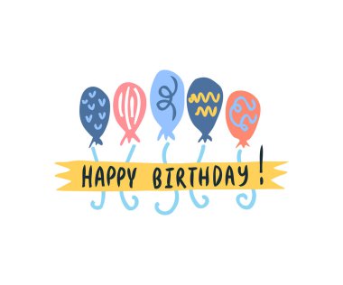 Doğum günün kutlu olsun. Bir kartpostal için basit bir dekoratif öge.