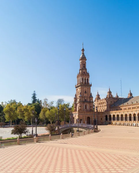 Sevilla Plaza Espana Nın Kuzey Kulesi Endülüs Spanya Meydanın Manzarası — Stok fotoğraf