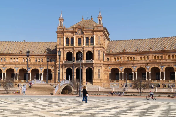 Seville Endülüs Spanya Şubat 2021 Ünlü Plaza Espana Nın Ana — Stok fotoğraf