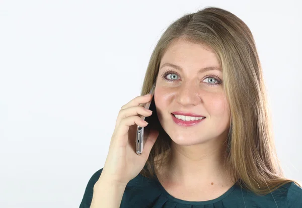 Beautiful woman holding a phone — Stock Photo, Image