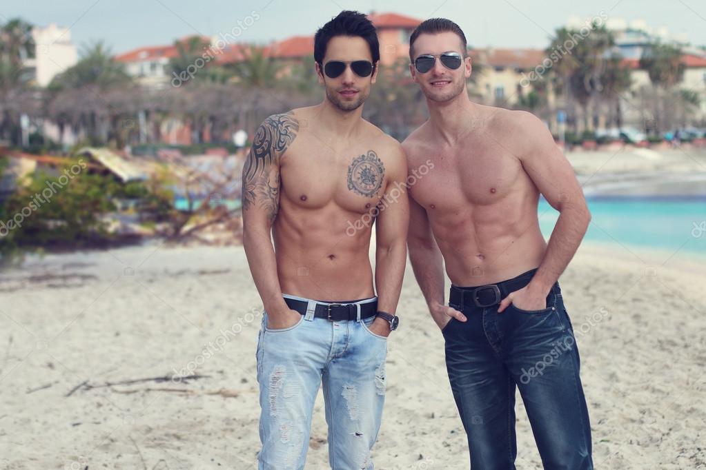 Sexy guys on the beach