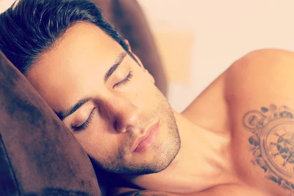 Sleeping beautiful man — Stock Photo, Image