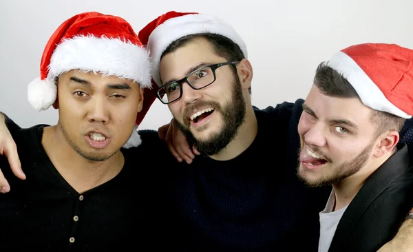 Tres hombres borrachos en Navidad — Foto de Stock