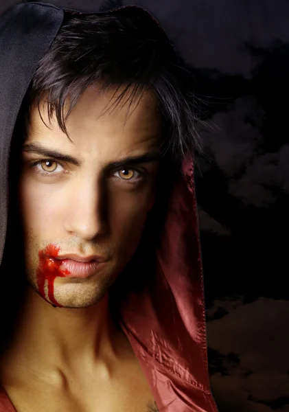 Portrait of A handsome vampire — Stock Photo, Image