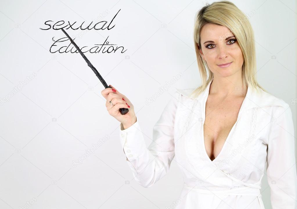 Sexy teacher teaching sex education