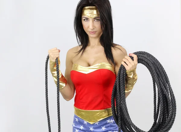 Sexy woman dressed as a super hero — Stock Photo, Image