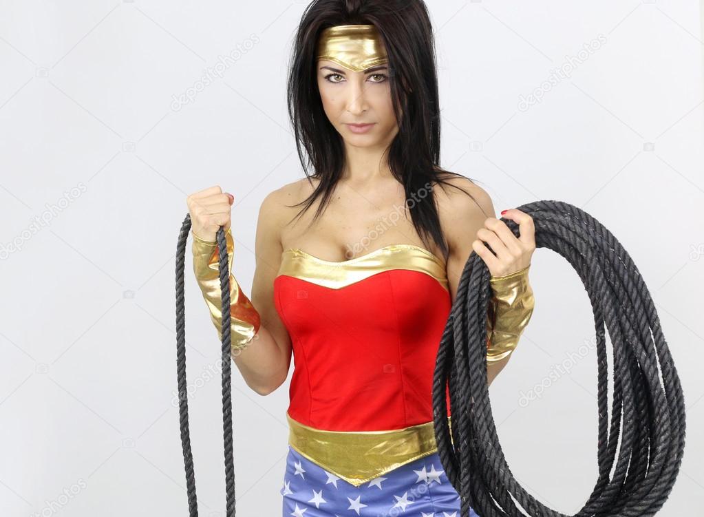 Sexy woman dressed as a super hero