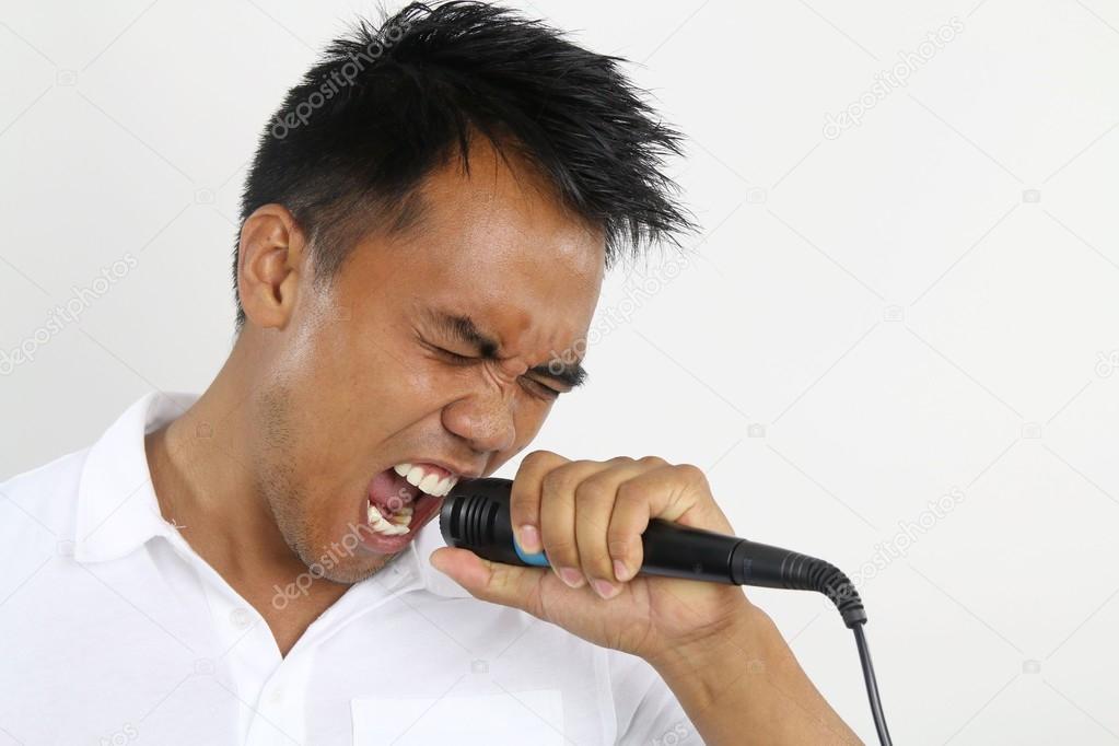man doing a karaoke