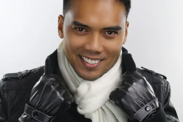 Winter style - handsome asian guy — Stock Photo, Image