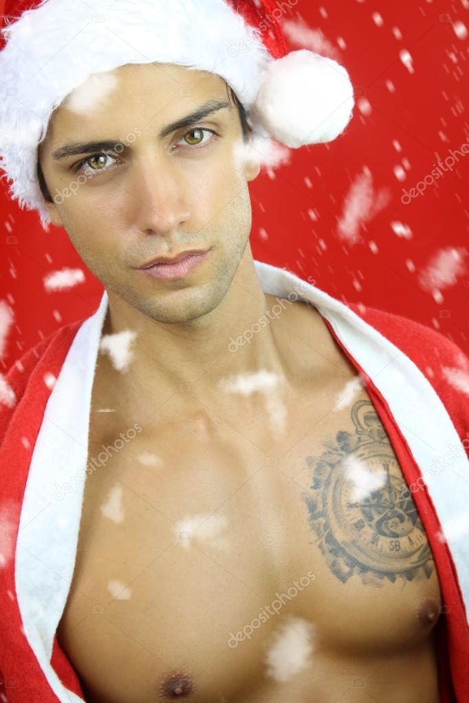 Musculoso guapo santa claus de stock, imágenes guapo sexy santa claus sin royalties | Depositphotos