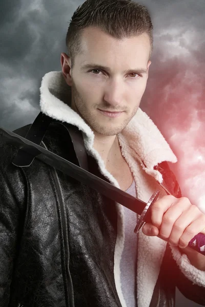 Fictional character - handsome warrior — Stock Photo, Image