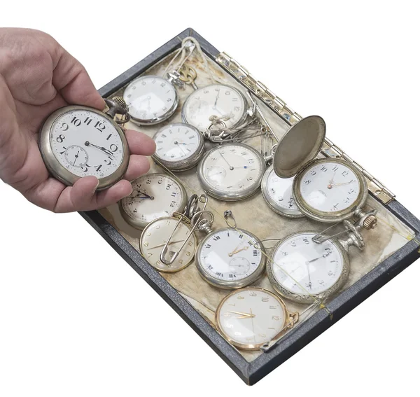 Годинник старий кишеньковий годинник — стокове фото