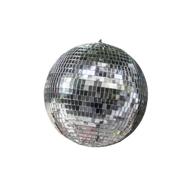 New Years or disco silver ball with glass elements isolated on white background