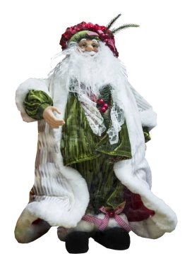 Toy - Santa Claus in a white coat isolated on a white background