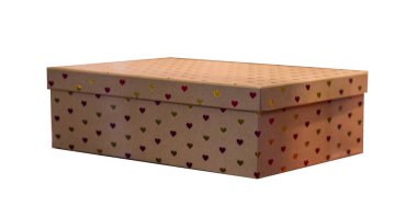 Kalpli pembe Noel hediyesi kutusu, beyaz arka planda izole edilmiş.