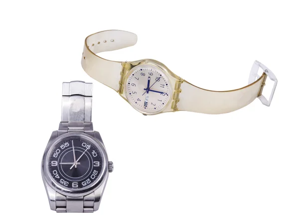 Uhr mit Metall- und Kunststoffarmband — Stockfoto