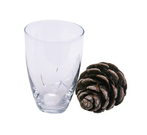 Glas en pine cone — Stockfoto