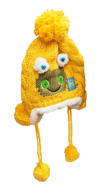 Chapeau bébé tricoté jaune — Photo