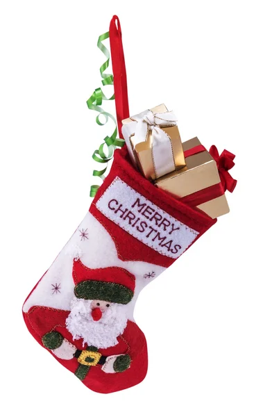 Κάλτσα Χριστουγέννων και δώρα — Φωτογραφία Αρχείου
