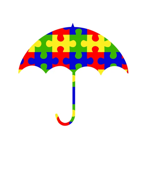 Autismus-Regenschirm mit Puzzleteilen — Stockvektor