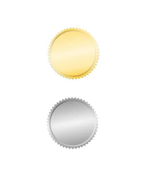 Zlato a stříbro fólie, pečeti či plomby nebo odznak — Stockový vektor