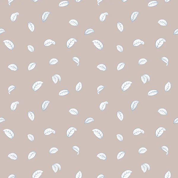 Daun Musim Gugur Seamless Themed White Falling Leaves Textile Fabric - Stok Vektor